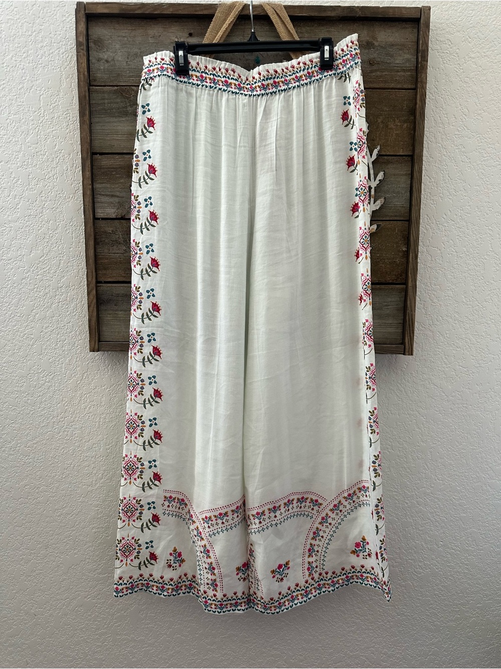 Natural life linen blend wide leg floral pants ladies XL NWT